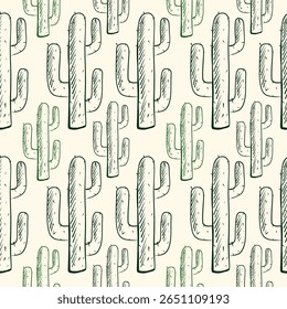 Cactus pattern design featuring various sizes and shapes on a light background for home decor and textile use
