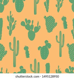 Cactus pattern green and orange background