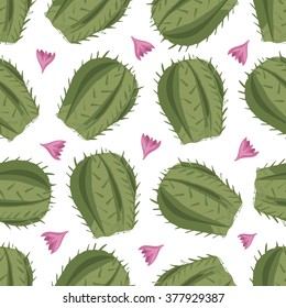 cactus pattern green whis pink flower