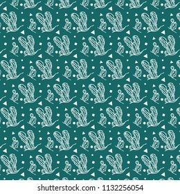 cactus  pattern. hand drawing pattern. seamless hand drawing cactus pattern