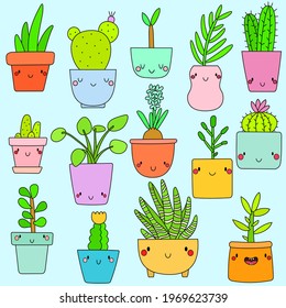 The Cactus Pattern Icon for Wallpaper with Blue Background
