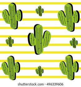 cactus pattern line background vector illustration