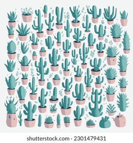cactus pattern on white background