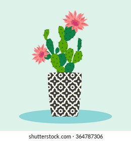 Cactus pattern in pot, home decor interior design