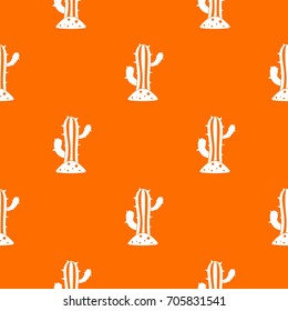 Cactus pattern repeat seamless in orange color for any design. Vector geometric illustration