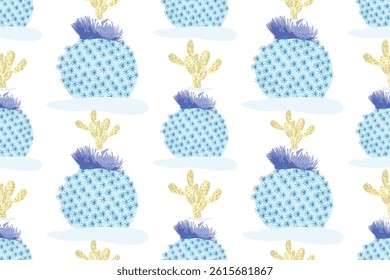 Cactus pattern, seamless vector pattern, cactus fabric pattern, natural style, suitable for various prints, scarves, clothing, cushions, packaging, water bottle pattern.