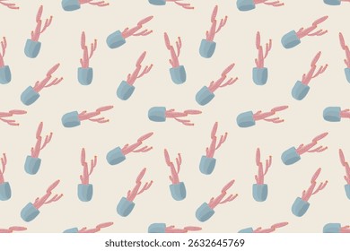 Verão de padrão de cacto, padrão de vetor sem costura, padrão de tecido de cacto, estilo natural, adequado para várias impressões, lenços, roupas, almofadas, embalagem, padrão de garrafa de água.