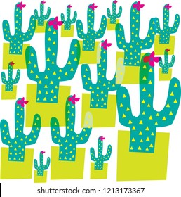 Cactus pattern vector background