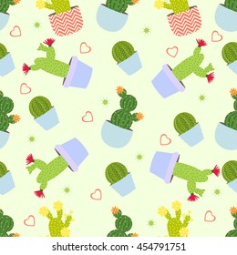 Cactus pattern vector background Seamless pattern with cute cactus.