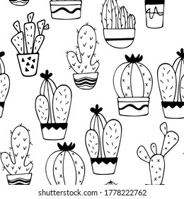 Cactus pattern. Vector images seamless.