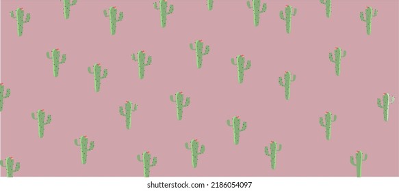 Cactus pink vector background illustration.