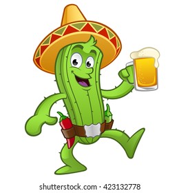 Cactus with a pitcher of beer in his hand