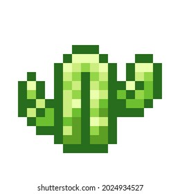 Cactus pixel art. Vector picture.