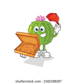 the cactus pizza delivery boy vector. cartoon character