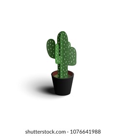 cactus plant 3d  vector and illustration design paper cactus isolated cactus in pots and with flowers