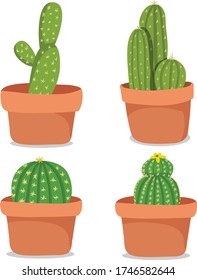 Cactus Plant 4 Set Vector Editable