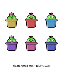 Cactus plant collections vector set isolated on white background