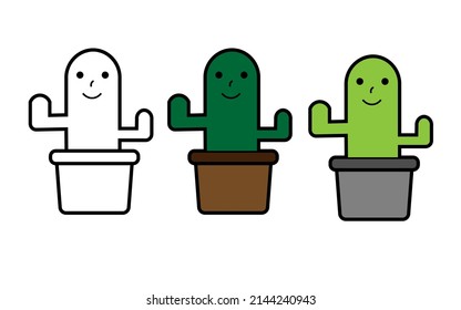 Cactus plant coloring page. vector illustration