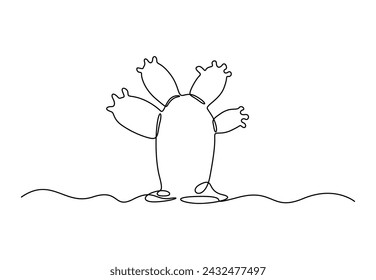 Cactus plant continuous one line drawing vector illustration. Free vector