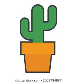 cactus plant flat vector icon