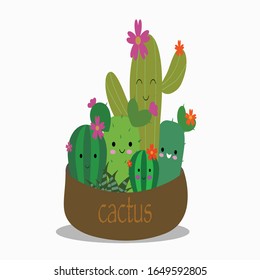 cactus plant flower cute vector draw