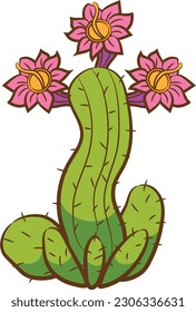 cactus plant with flowers isolated icon vector illustration design icon 