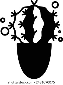 Cactus Plant glyph and line vector illustration