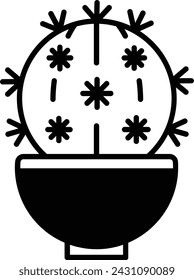 Cactus Plant glyph and line vector illustration