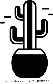 Cactus Plant glyph and line vector illustration