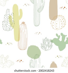 Cactus plant graphic color seamless pattern background sketch illustration vector