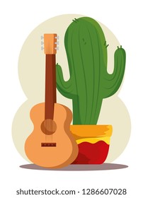 cactus plant with guitar to day of the dead celebration