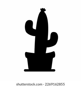 Cactus plant icon illustration with shadow. Stock vector illustration.