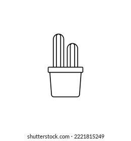 Cactus plant icon in line style icon, isolated on white background