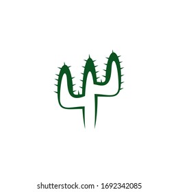 Cactus plant icon logo design vector template