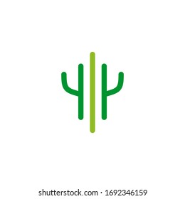 Cactus plant icon logo design vector template