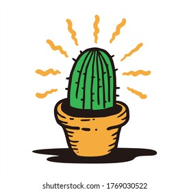cactus plant icon logo vector illustration
