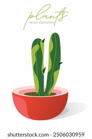 Cactus plant icon. Pot plant minimal vector illustration