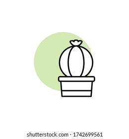 Cactus, plant icon. Simple line, outline vector elements of flora with green circle for ui and ux, website or mobile application