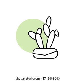 Cactus, plant icon. Simple line, outline vector elements of flora with green circle for ui and ux, website or mobile application