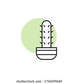 Cactus, plant icon. Simple line, outline vector elements of flora with green circle for ui and ux, website or mobile application