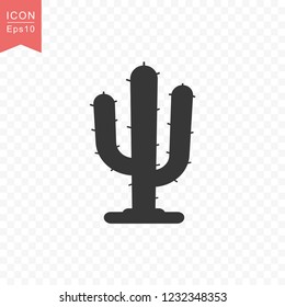 Cactus plant icon simple silhouette flat style vector illustration on transparent background.