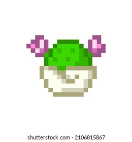 Cactus plant icon with two small flowers