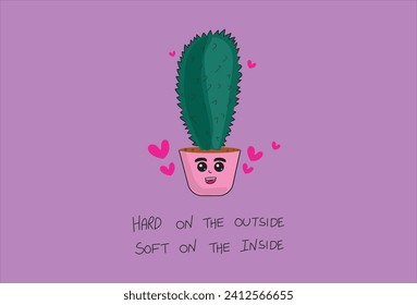  Cactus plant Illustration with a quote
