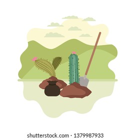 cactus to plant in landscape isolated icon