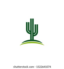 Cactus plant logo design inspiration vector illustration template