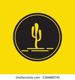 cactus plant logo illustration design on yellow background