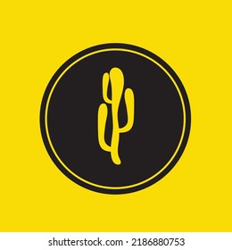 cactus plant logo illustration design on yellow background