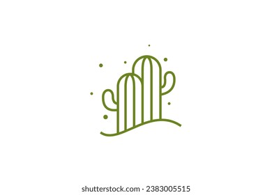 Cactus plant logo with a simple linear design style