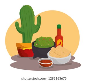 cactus plant with mexican food to celebration