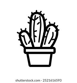 cactus plant with minimal line art and vector